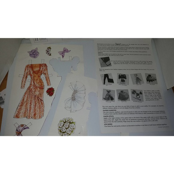 Vintage 1991 Bride Originals Designer Set Golden Paper Clothes Western Pub, - Picture 5 of 5